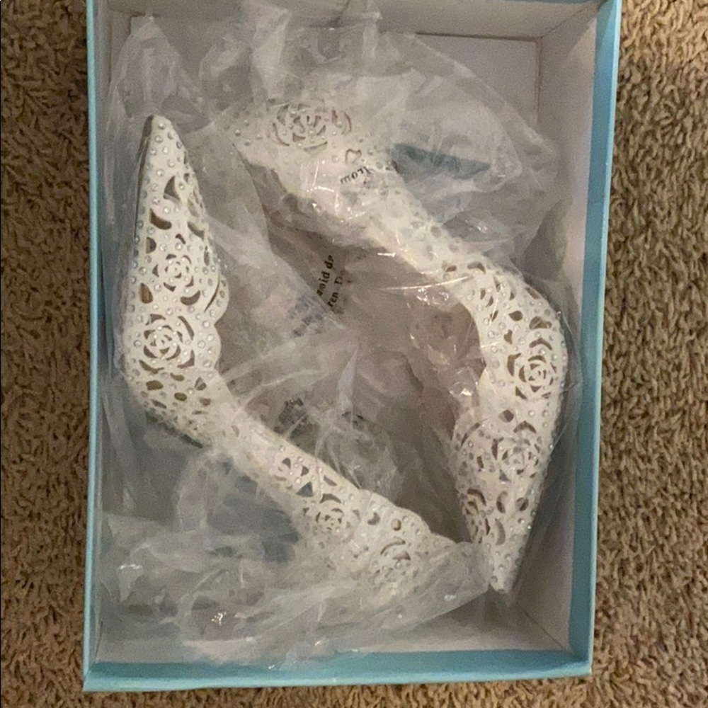 White ivory satin pumps heels sandals